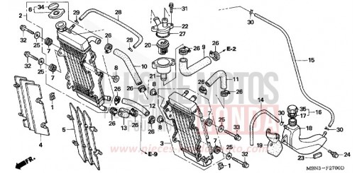 RADIATEUR/THERMOSTAT XR650R4 de 2004